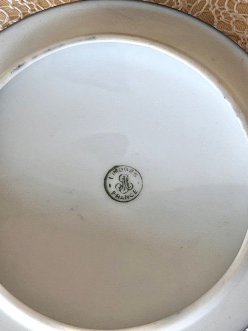 Boite à bijoux, Bonbonnière Tripode Limoges - Bleu de Four & Or - Décor Scène Galante