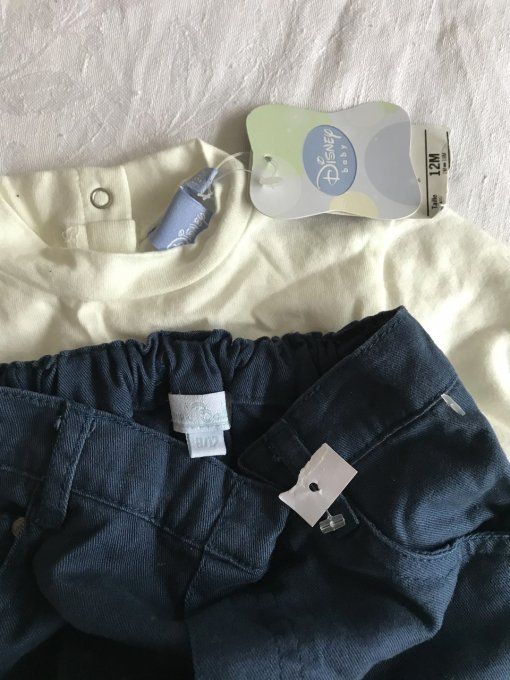 Tee-shirt Disney Baby, Winnie l'ourson et pantalon Balestra, ensemble neuf, 12 mois