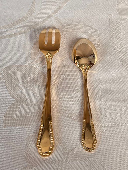12 couverts à dessert dorés à l'or fin 24 carats neufs en boîte d'origine