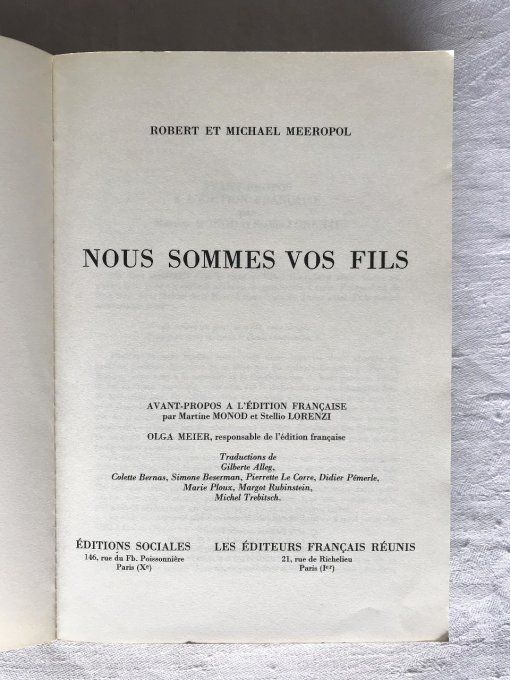 Livre Nous sommes vos fils, l'affaire Rosenberg, Michael et Robert Meeropol, signé par l'auteur