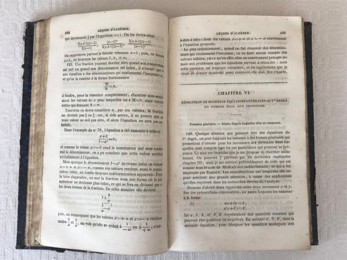 Ancien livre, Leçon d'Algèbre, de Lefebure de Fourcy, cinquieme édition, 1845