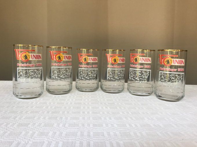 Lot de 6 verres en cristal, 1. FC Union de 1968 coupe d'Allemagne, Club de football allemand 