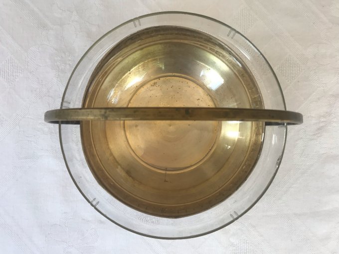 Corbeille, Vide poche en métal et verre,  Art déco, 1920/30