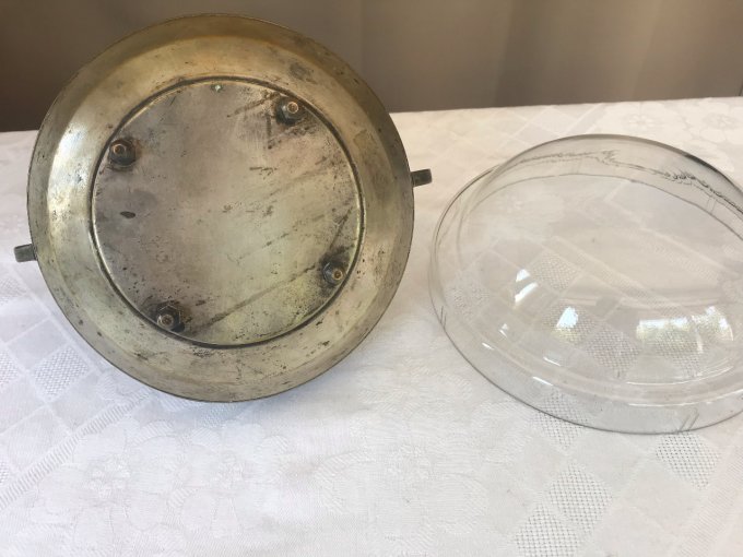 Corbeille, Vide poche en métal et verre,  Art déco, 1920/30