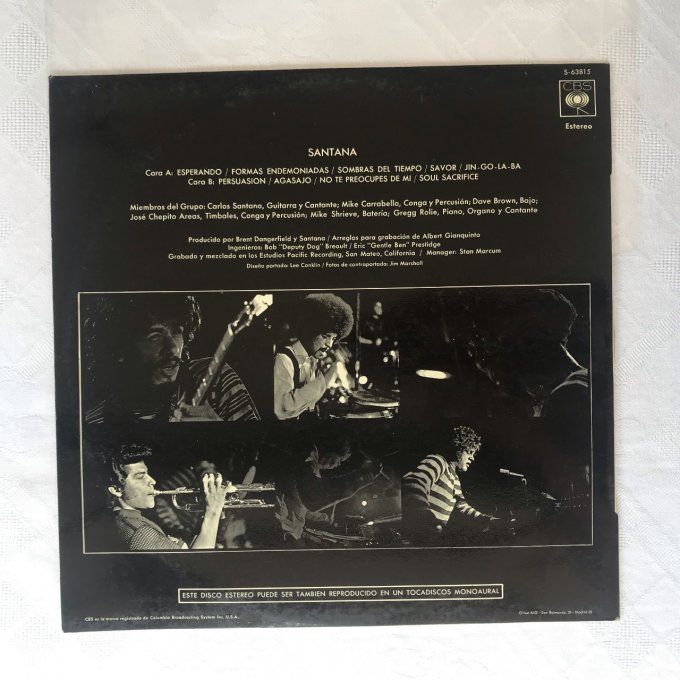 Disque vinyle Santana ‎–  Label: CBS ‎– S 63815, 1970