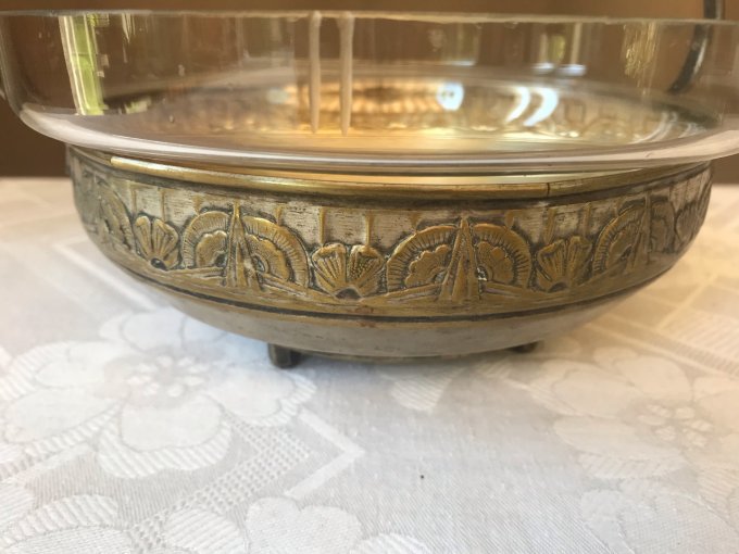 Corbeille, Vide poche en métal et verre,  Art déco, 1920/30