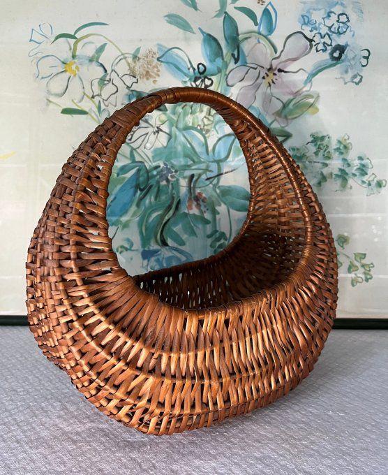 Joli panier gondole en osier, vintage