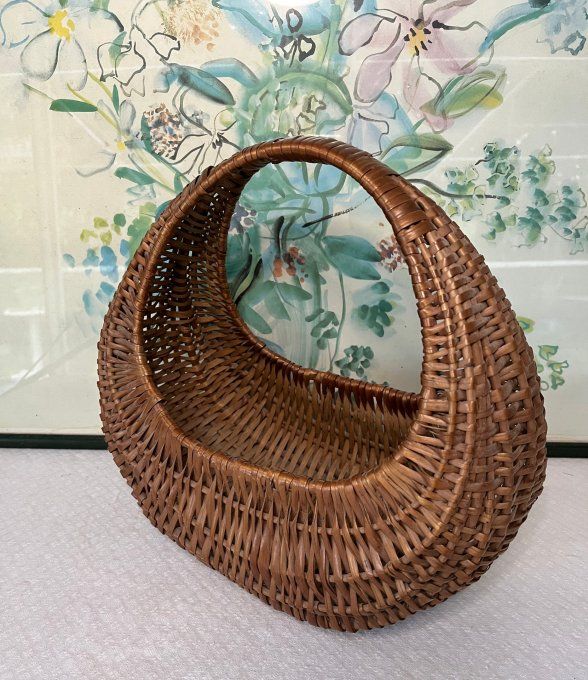 Joli panier gondole en osier, vintage