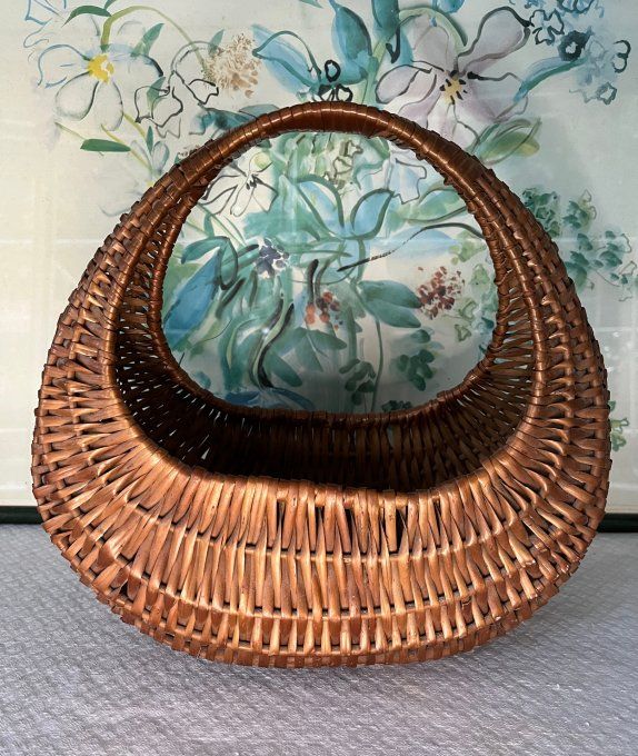 Joli panier gondole en osier, vintage
