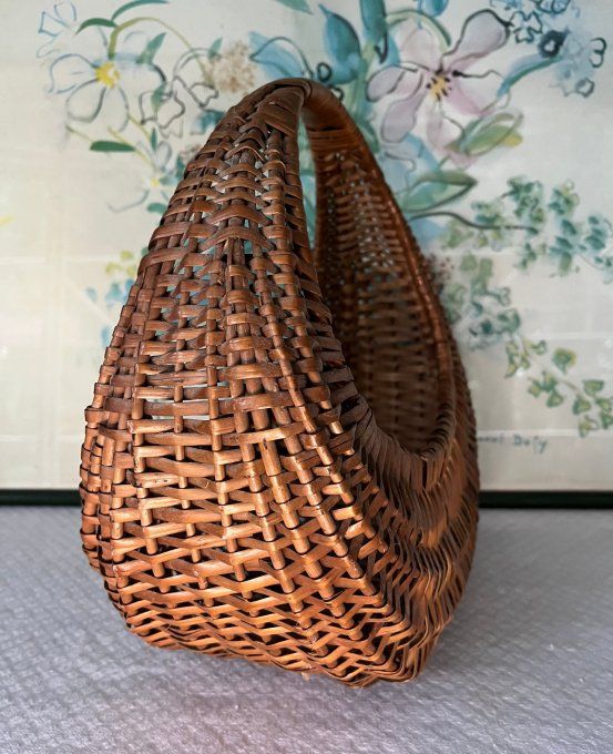 Joli panier gondole en osier, vintage