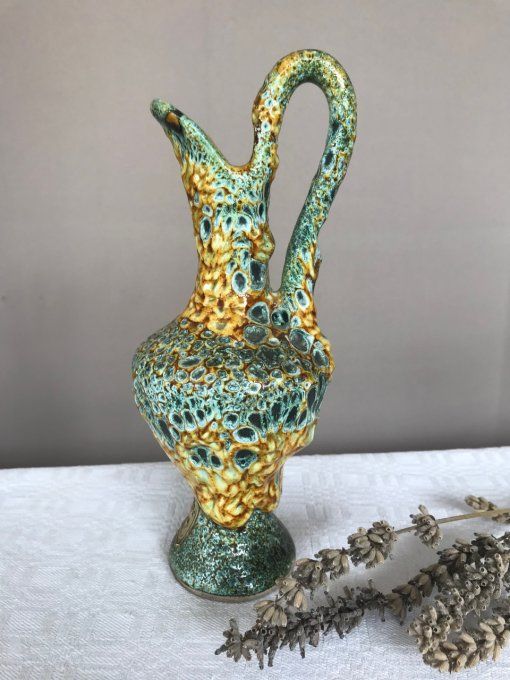 Joli vase, aiguière, émaux de l'atelier du Cyclope à Annecy, vintage