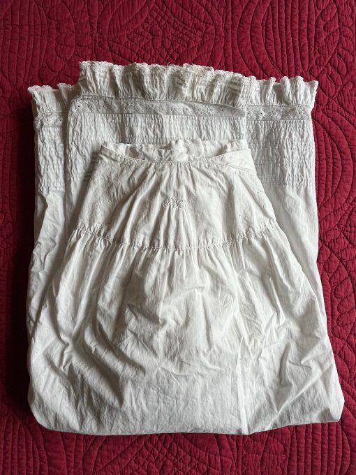 Jupon / jupe, ancien avec plis et dentelle, XIX° siècle