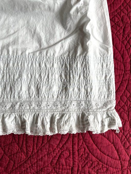 Jupon / jupe, ancien avec plis et dentelle, XIX° siècle
