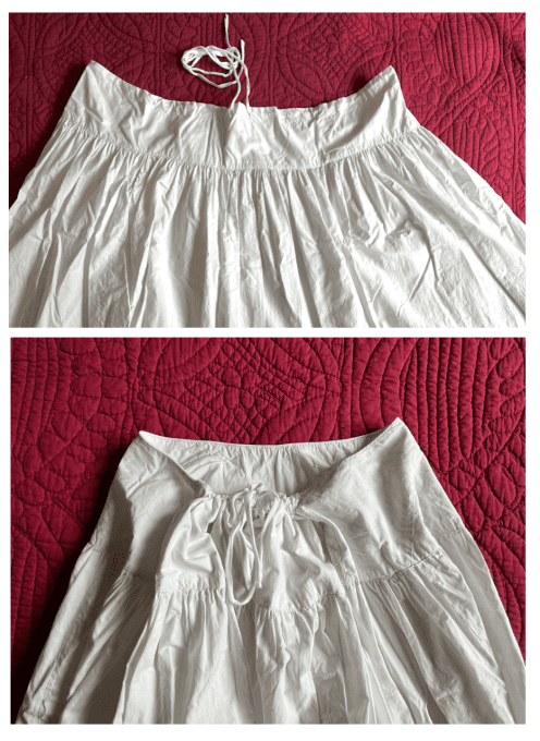Jupon / jupe, ancien avec plis et dentelle, XIX° siècle