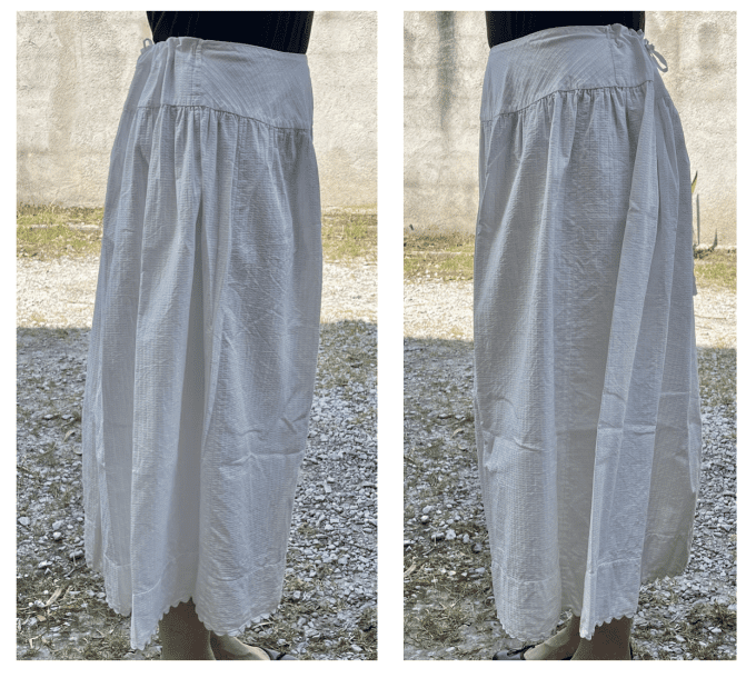 Jupon / jupe ancien en coton structuré, Initiales FT