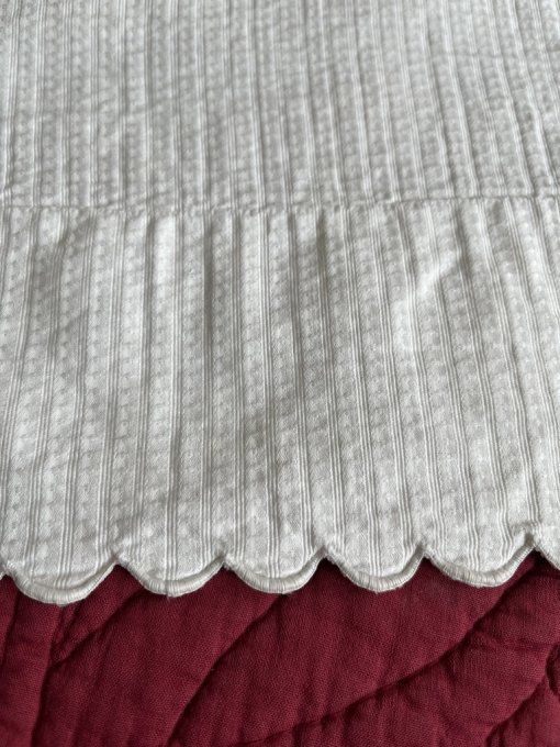 Jupon / jupe ancien en coton structuré, Initiales FT