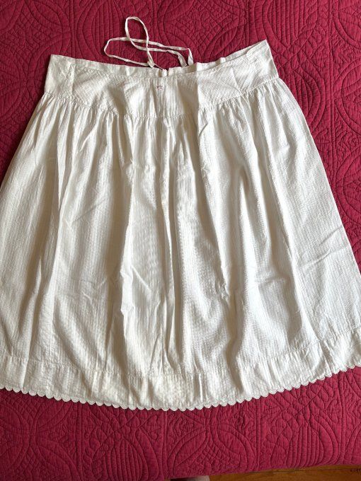 Jupon / jupe ancien en coton structuré, Initiales FT