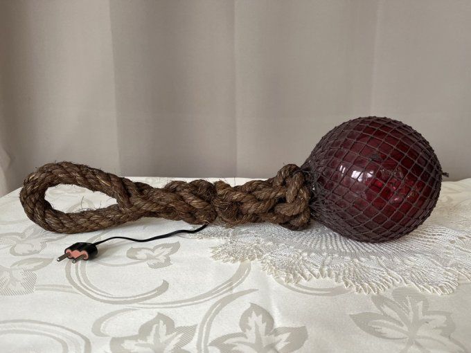 Lampe / Bouée vintage,  flotteur de pêche, boule de verre vintage