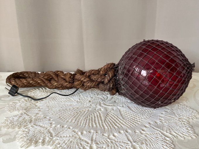 Lampe / Bouée vintage,  flotteur de pêche, boule de verre vintage