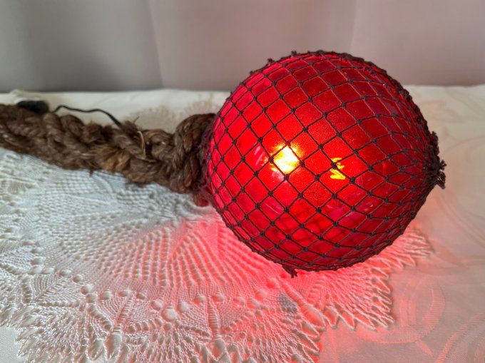 Lampe / Bouée vintage,  flotteur de pêche, boule de verre vintage