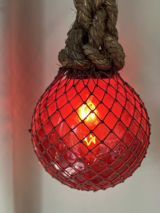 Lampe / Bouée vintage,  flotteur de pêche, boule de verre vintage