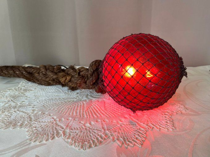 Lampe / Bouée vintage,  flotteur de pêche, boule de verre vintage