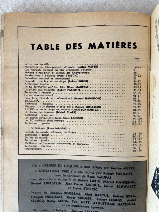 Les Cahiers de L'Équipe : Athlétisme 62 - Spécial Championnats d'Europe