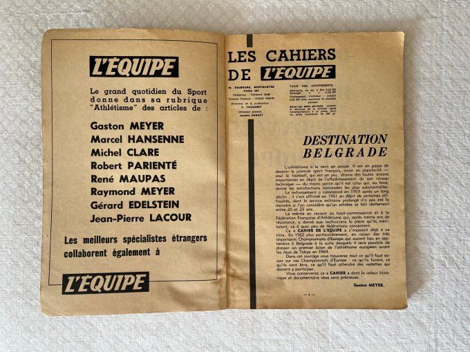 Les Cahiers de L'Équipe : Athlétisme 62 - Spécial Championnats d'Europe