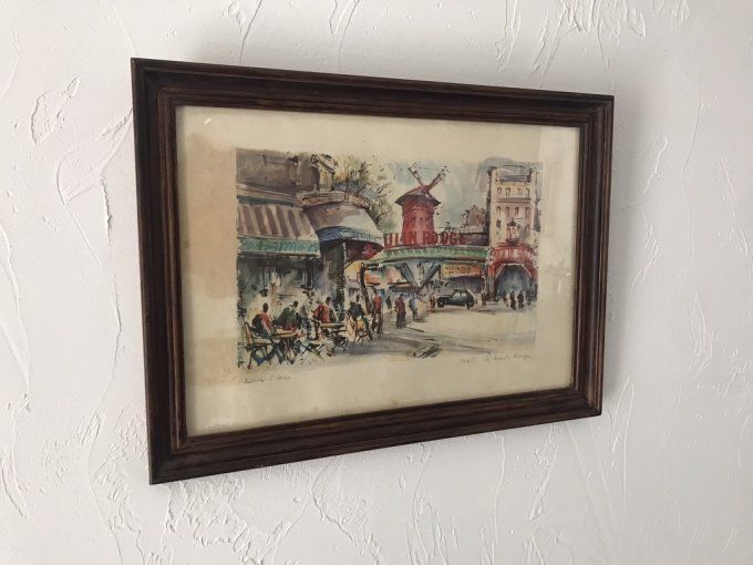 Lithographie Le moulin rouge signé Marius Girard