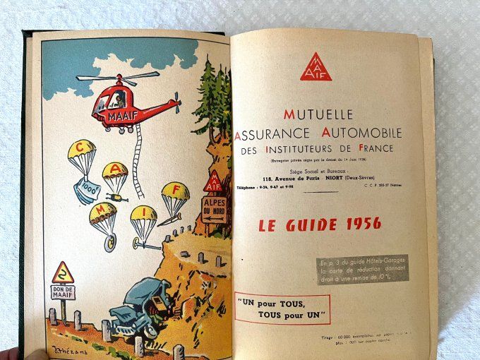 Livre à double sens de lecture, Guide MAAIF 1956 et touristique Alpes du Nord, collection vintage