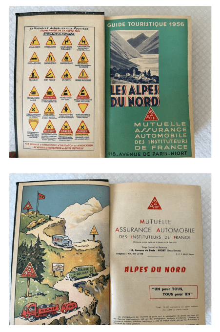Livre à double sens de lecture, Guide MAAIF 1956 et touristique Alpes du Nord, collection vintage