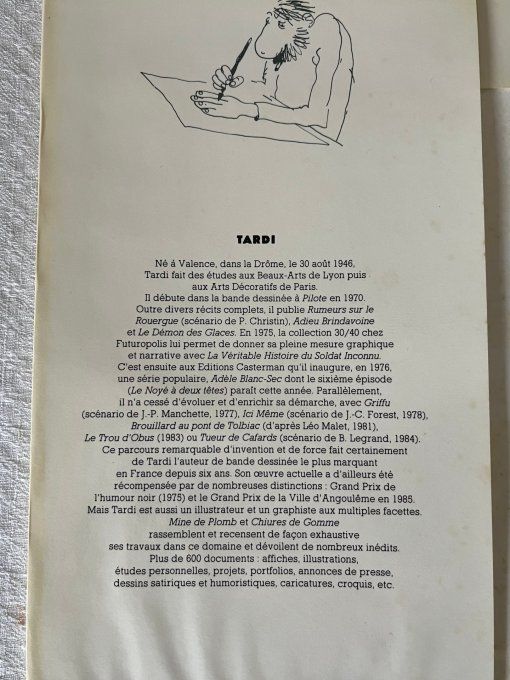 Livre, Chiures de gomme, Tardi, Édition originale 1985 + jaquette