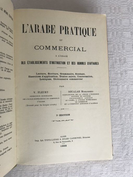 Livre, L'Arabe Pratique et Commercial de FLEURY Et SOUALAH