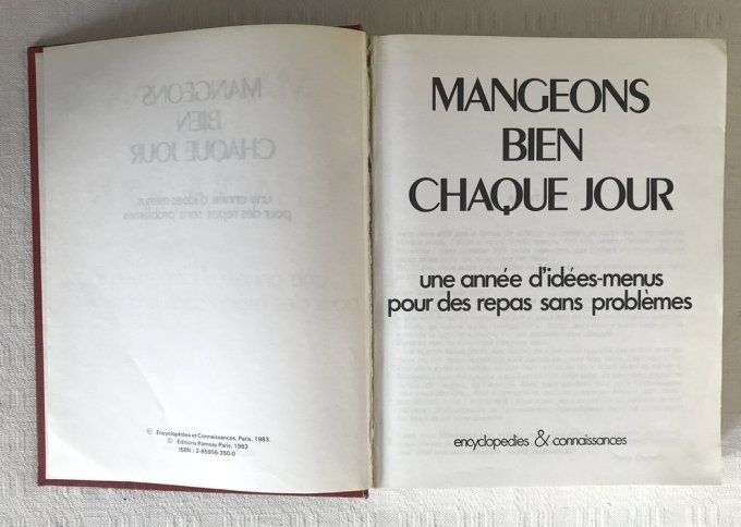 Livre, Mangeons bien chaque jour, 1 année d'idéees menus