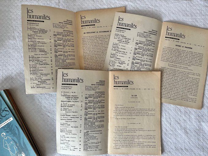 Lot 18 Revues Scolaires Anciennes « Les Humanités » Classes de Grammaire Hatier 1959, 60 et 61