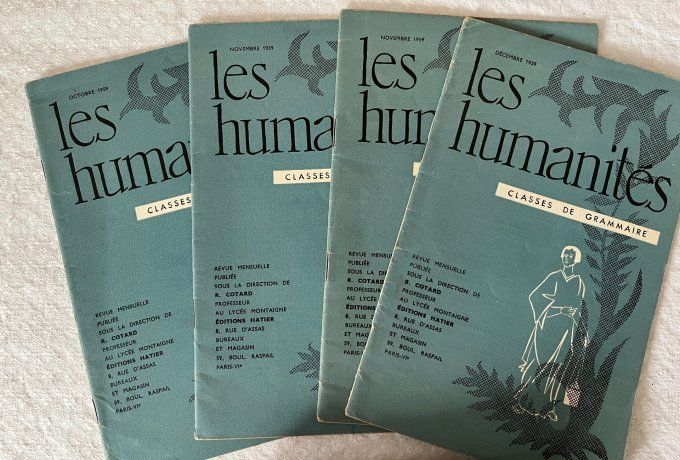 Lot 18 Revues Scolaires Anciennes « Les Humanités » Classes de Grammaire Hatier 1959, 60 et 61