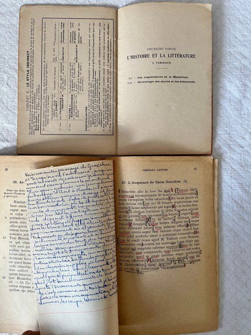 Lot 2 Livrets Scolaires Anciens, Latin Le Latin Clair et Versions Latines Annoté, Années 30