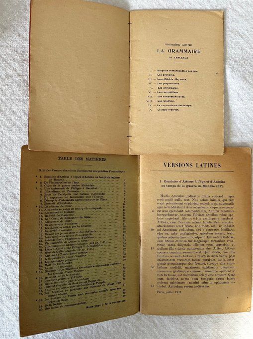 Lot 2 Livrets Scolaires Anciens, Latin Le Latin Clair et Versions Latines Annoté, Années 30