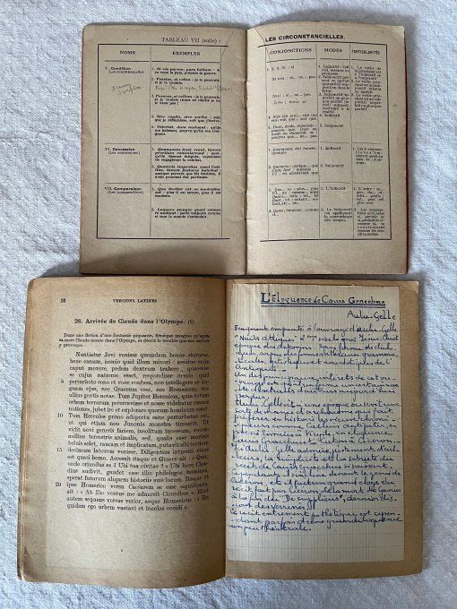 Lot 2 Livrets Scolaires Anciens, Latin Le Latin Clair et Versions Latines Annoté, Années 30