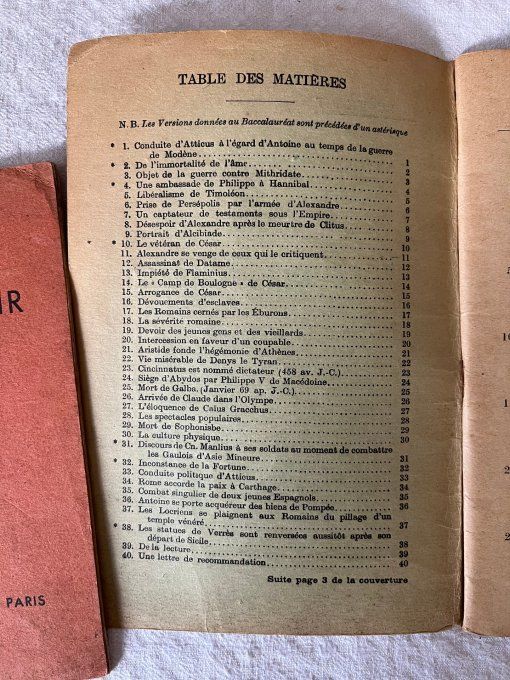 Lot 2 Livrets Scolaires Anciens, Latin Le Latin Clair et Versions Latines Annoté, Années 30