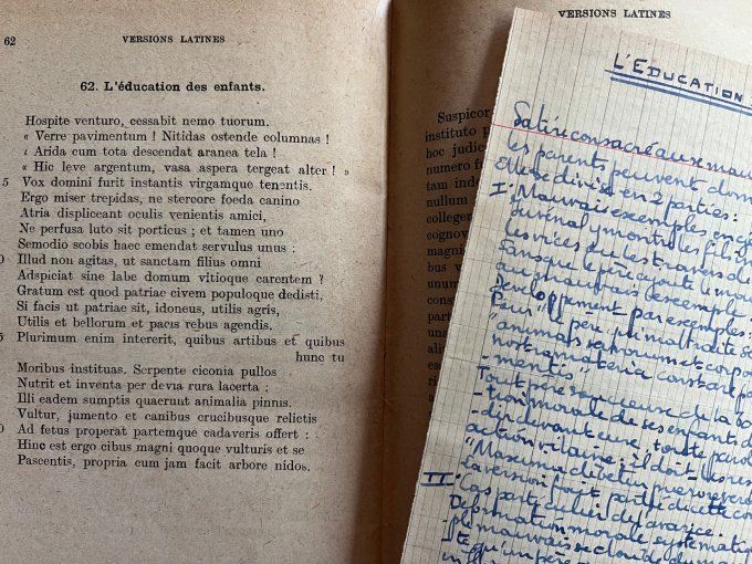 Lot 2 Livrets Scolaires Anciens, Latin Le Latin Clair et Versions Latines Annoté, Années 30