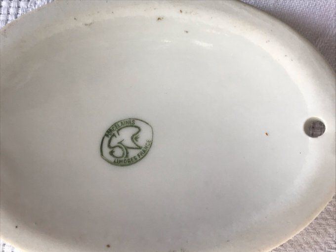 Lot, 2 plaques de porte porcelaine de Limoges et 1 porte torchon en céramique,  vintage