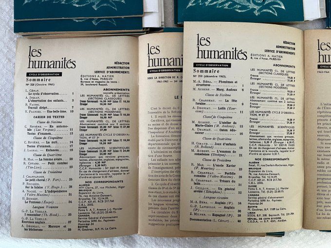 Lot 27 Revues Scolaires vintage "Les Humanites" Cycle d Observation et Premier Cycle, Hatier