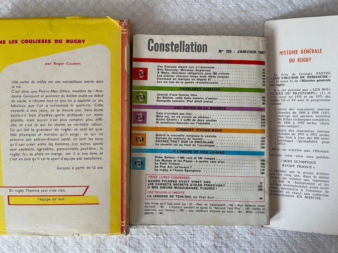 Lot 3 livres vintage sur le Rugby, Roger Couderc, Georges Pastre, Constellation Tournoi 5 Nations