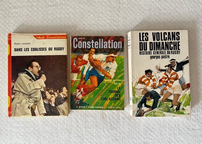 Lot 3 livres vintage sur le Rugby, Roger Couderc, Georges Pastre, Constellation Tournoi 5 Nations