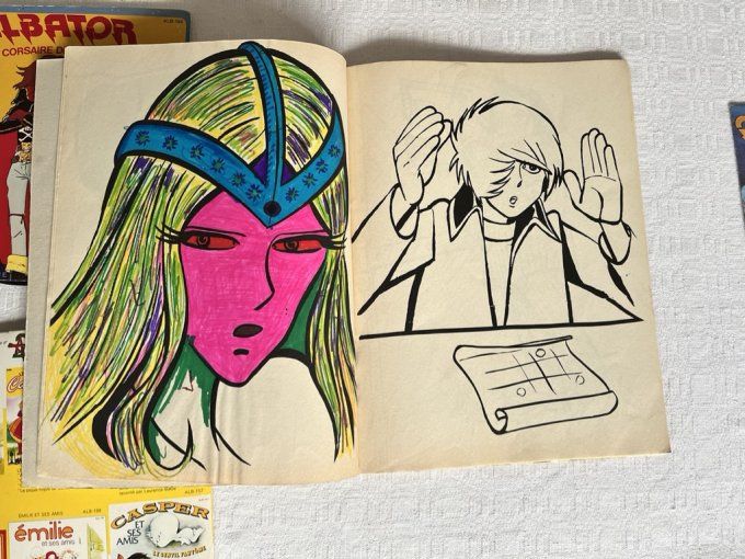 Lot Albator, 1 vinyle 45 tours, Le corsaire de 45, 2 livres disques et 1 livre de coloriage, Vintage