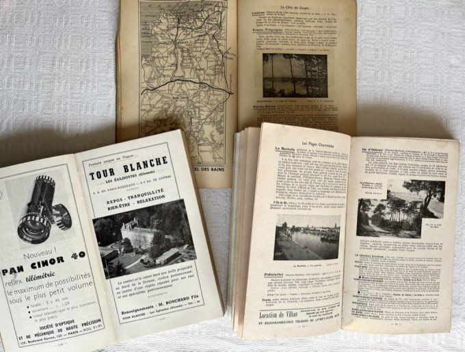 Lot d'anciens guides,  3 Alix Vacances, 1 Kléber France et 1 les guides rouges, Bretagne