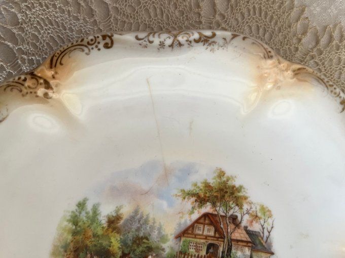 Lot de 2 assiettes anciennes, décoratives, estampillées Pro Saxe ES, Erdmann Schlegelmilch