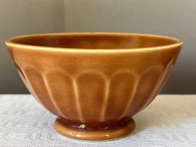 Lot de 2 bols vintage marrons à facettes Digoin Sarreguemines, Taille 5