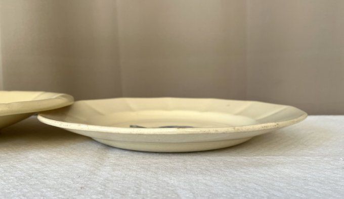 Lot de 2 plats Digoin Sarreguemines, modèle Rose bleue
